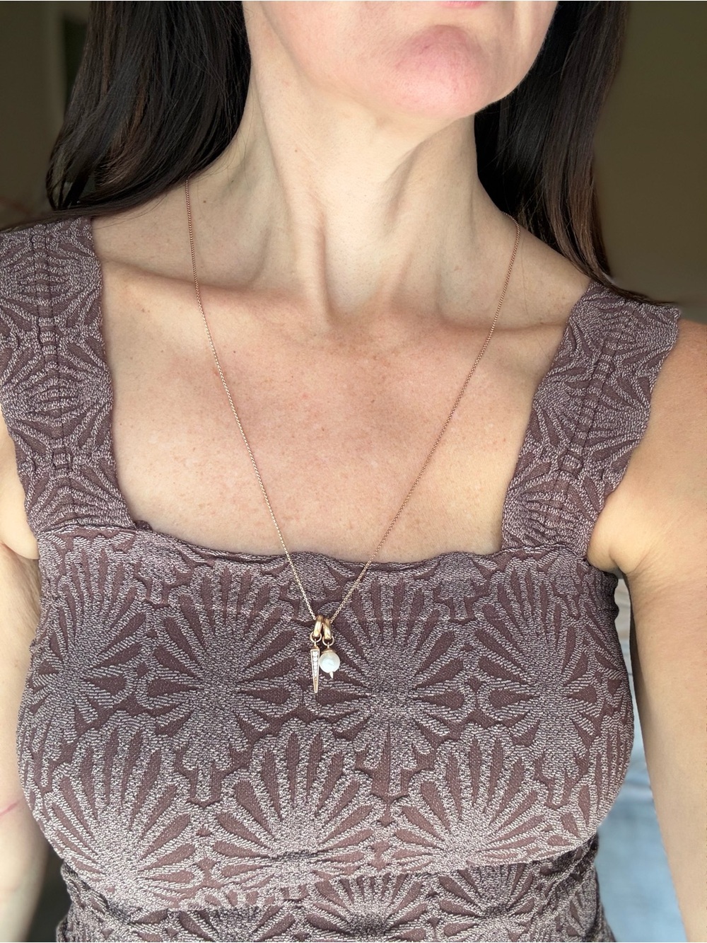 Kendra Scott Rose Gold Pendant Necklace with Pearl & Spike Charms